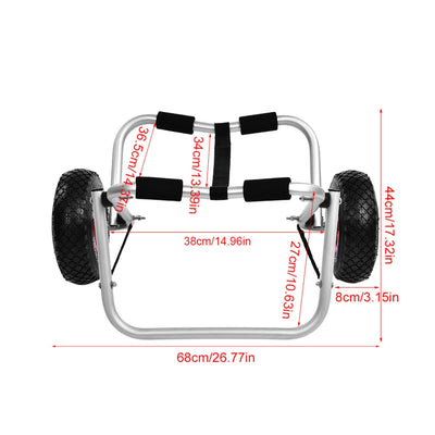 Aluminium Alloy Kayak Canoe Wheel Dolly Boat Carrier Trolley Cart Transport